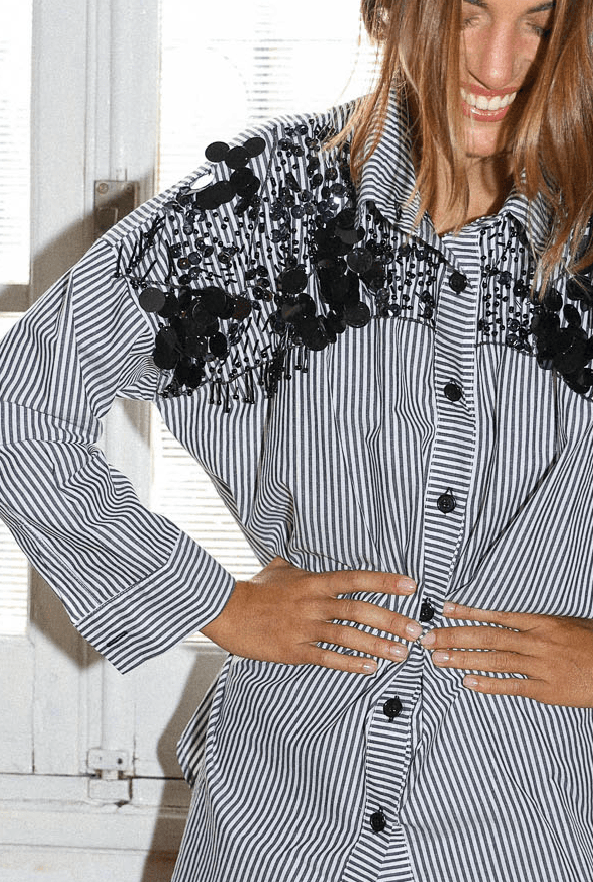 CAMISA BARDOT a rayas talle único